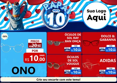 Modelo de Encarte para Encarte A4 Horizontal com o tema Papai Nota 10 para Óticas