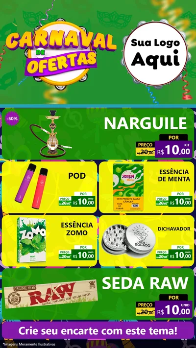 Modelo de TV para TV Vertical com o tema Carnaval de Ofertas para Tabacaria