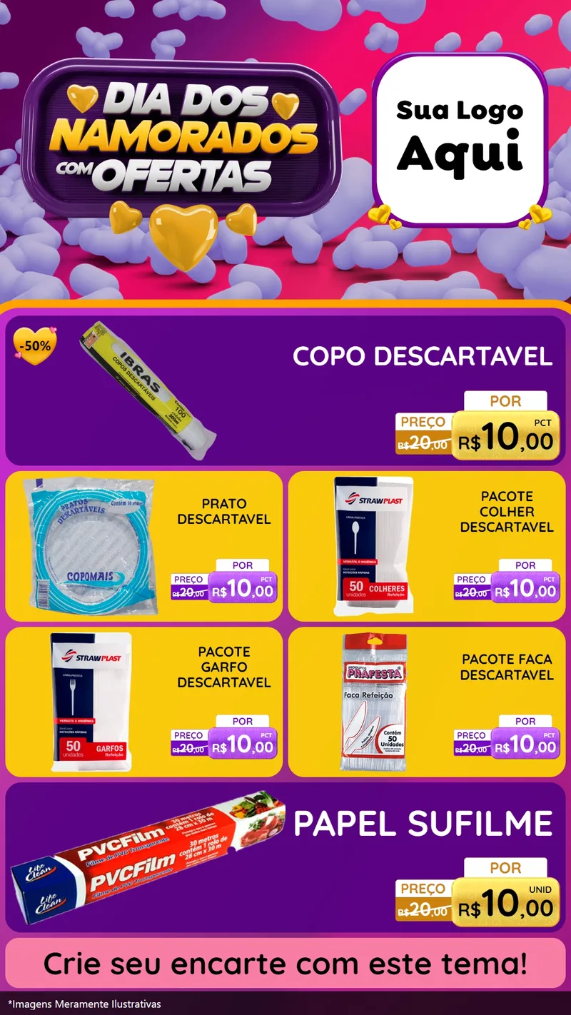 Modelo de TV para TV Vertical com o tema Dia Dos Namorados Com Ofertas para Embalagens