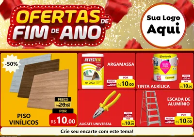 Modelo de Encarte para Encarte A4 Horizontal com o tema Ofertas de Fim de Ano para Material para Construção