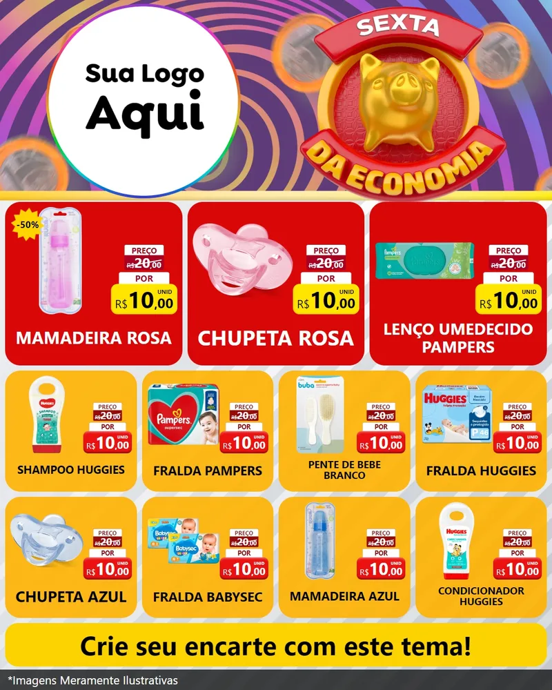 Modelo de Rede Social para Feed Instagram com o tema Sexta da Economia para Bebês