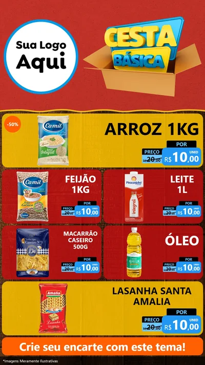 Modelo de TV para TV Vertical com o tema Cesta Básica para Supermercado
