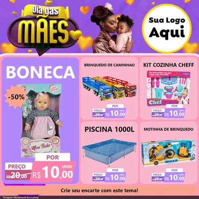 Modelo de Rede Social para Feed Facebook com o tema Dia das Mães para Brinquedos
