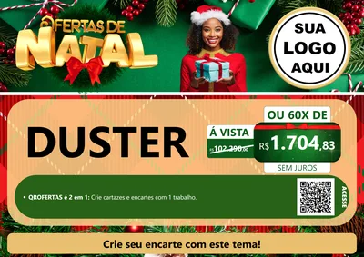 Modelo de Cartaz para Cartaz A4 Horizontal com o tema Ofertas de Natal para Concessionaria de Carros