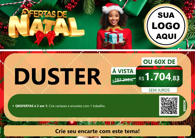 Modelo de Cartaz para Cartaz A4 Horizontal com o tema Ofertas de Natal para Concessionaria de Carros