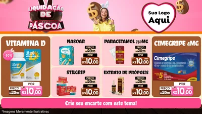 Modelo de TV para TV Horizontal com o tema Liquidação de Páscoa para Farmácia