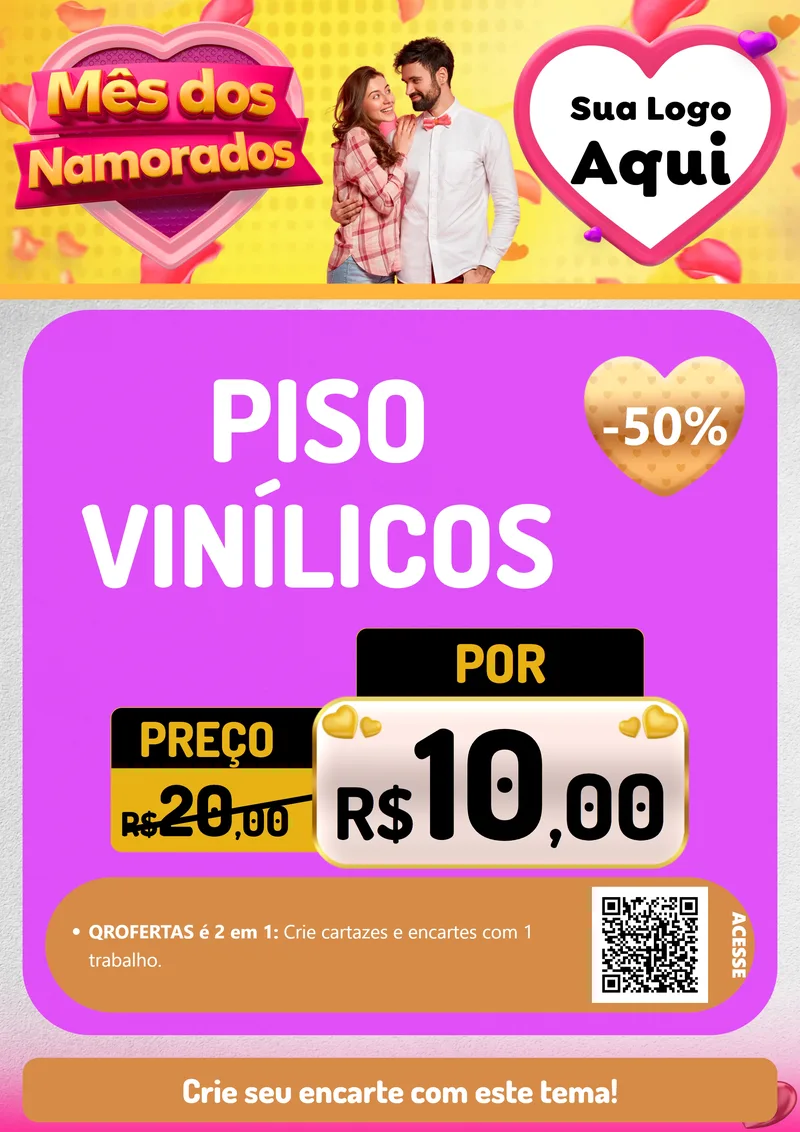 Modelo de Cartaz para Cartaz A4 Vertical com o tema Mês dos Namorados para Material para Construção