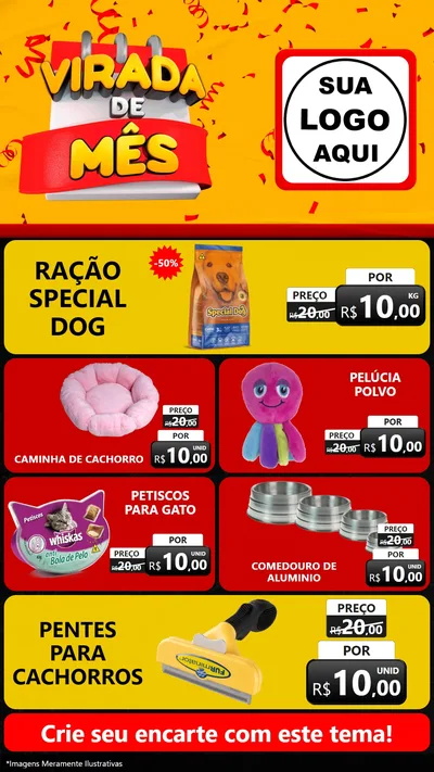 Modelo de TV para TV Vertical com o tema Virada de Mês para Pet Shop