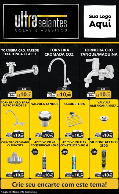 Modelo de Encarte para Encarte Grande com o tema Ultra selantes para Material para Construção