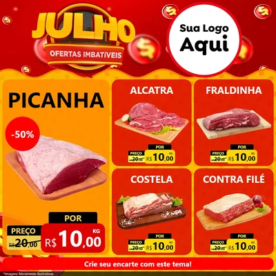 Modelo de Rede Social para Feed Facebook com o tema Julho Ofertas Imbatíveis para Açougue