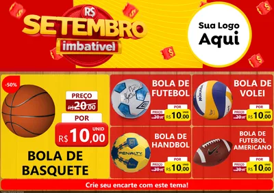 Modelo de Encarte para Encarte A4 Horizontal com o tema Setembro Imbatível para Artigos Esportivos