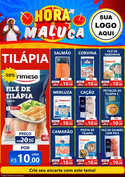 Modelo de Encarte para Encarte A4 Vertical com o tema Hora Maluca para Peixaria