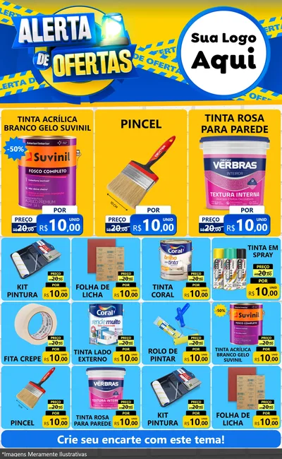 Modelo de Encarte para Encarte Grande com o tema Alerta de Ofertas para Tintas e Ferramentas