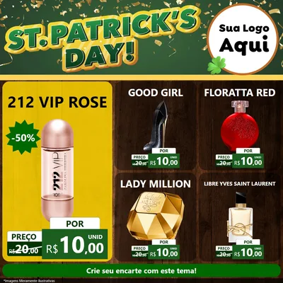 Modelo de Rede Social para Feed Facebook com o tema St Patriks Day para Perfumes