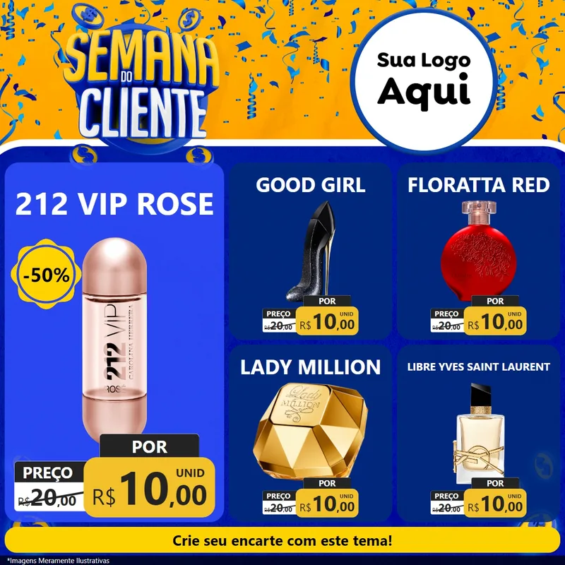 Modelo de Rede Social para Feed Facebook com o tema Semana do Cliente para Perfumes