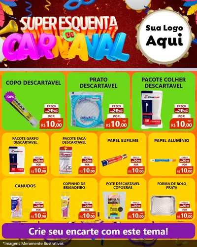 Modelo de Rede Social para Feed Instagram com o tema Super Esquenta de Carnaval para Embalagens