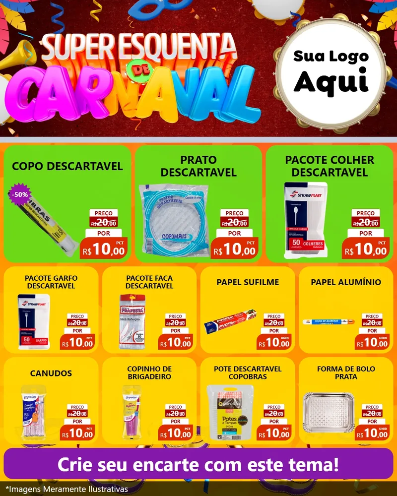 Modelo de Rede Social para Feed Instagram com o tema Super Esquenta de Carnaval para Embalagens