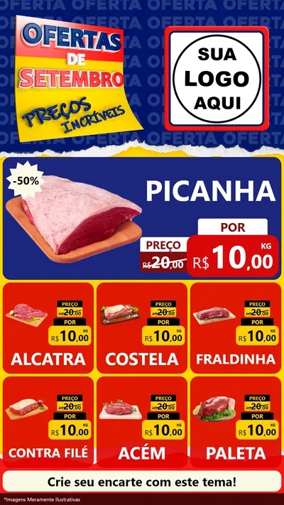 Modelo de Rede Social para Stories com o tema Ofertas de Setembro - Preços Incríveis para Açougue