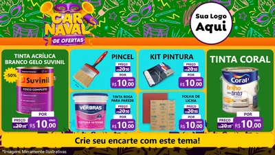 Modelo de TV para TV Horizontal com o tema Carnaval de Ofertas para Tintas e Ferramentas