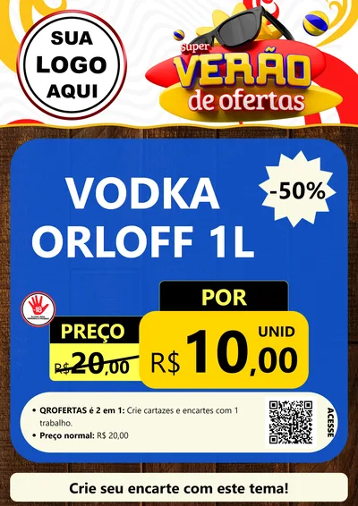 Modelo de Cartaz para Cartaz A4 Vertical com o tema Super Verão de Ofertas para Distribuidora de bebidas