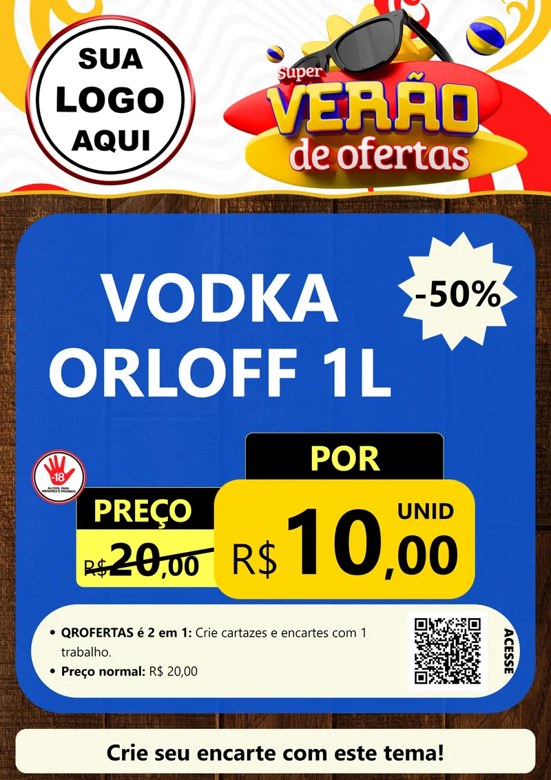 Modelo de Cartaz para Cartaz A4 Vertical com o tema Super Verão de Ofertas para Distribuidora de bebidas