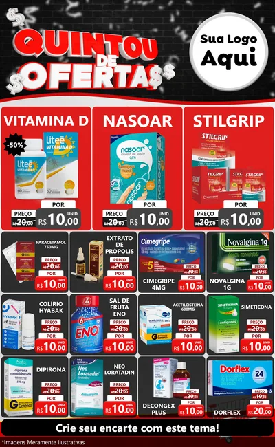Modelo de Encarte para Encarte Grande com o tema Quintou de Ofertas para Farmácia