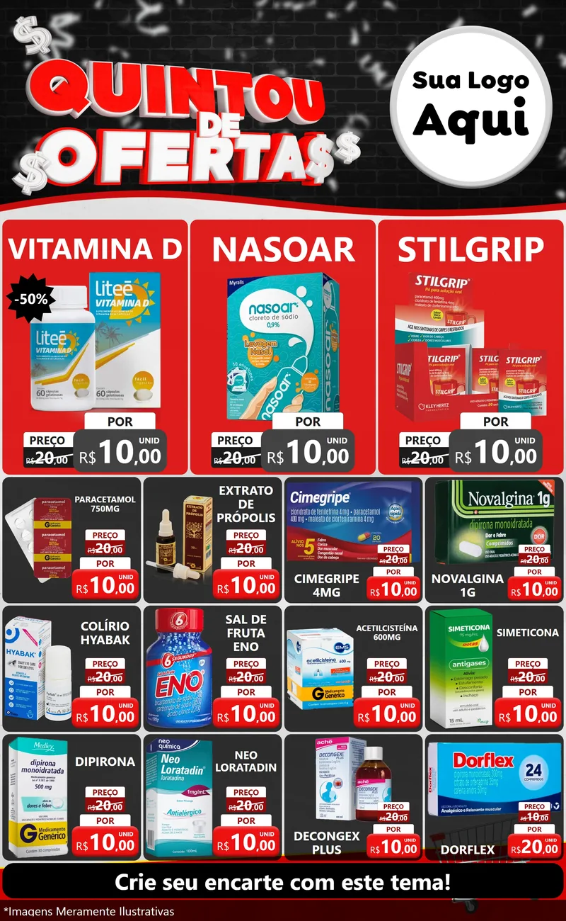 Modelo de Encarte para Encarte Grande com o tema Quintou de Ofertas para Farmácia