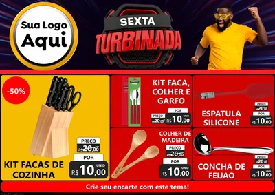 Modelo de Encarte para Encarte A4 Horizontal com o tema Sexta Turbinada para Utilidades Domésticas