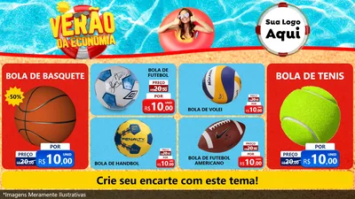 Modelo de TV para TV Horizontal com o tema Verão da Economia para Artigos Esportivos