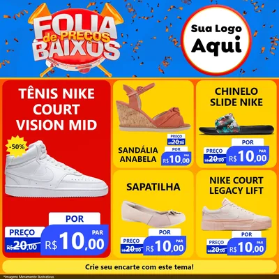 Modelo de Rede Social para Feed Facebook com o tema Folia de Preços Baixos para Calçados