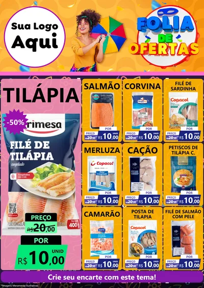 Modelo de Encarte para Encarte A4 Vertical com o tema Folia de Ofertas para Peixaria