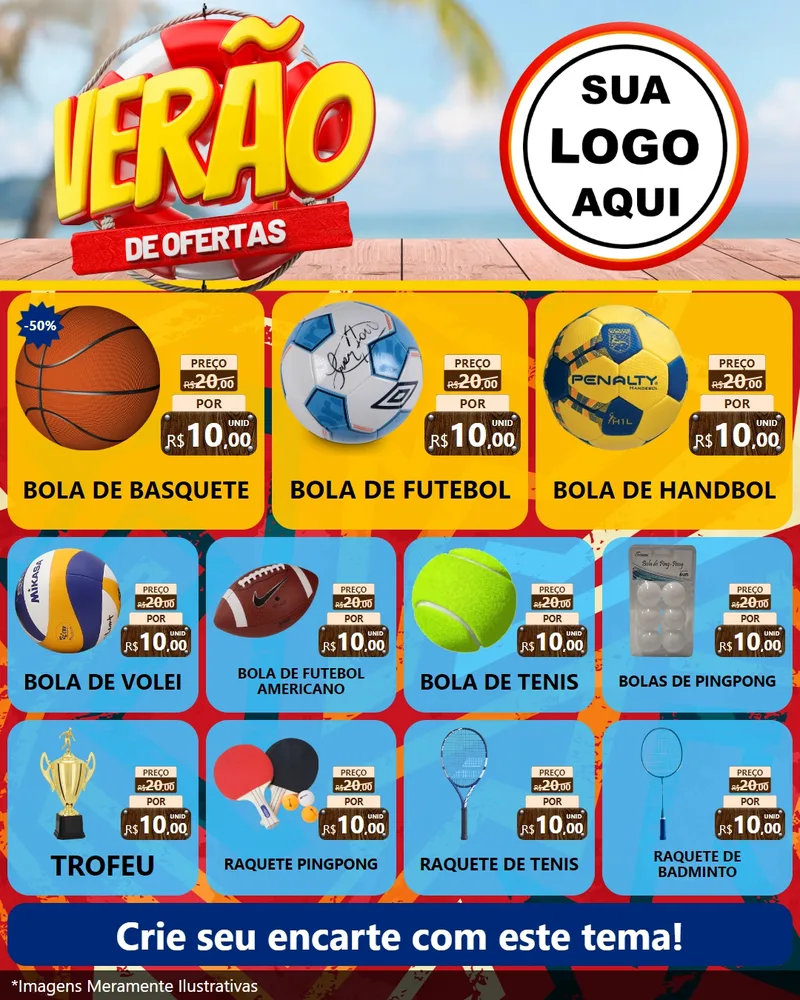 Modelo de Rede Social para Feed Instagram com o tema Verão de Ofertas para Artigos Esportivos