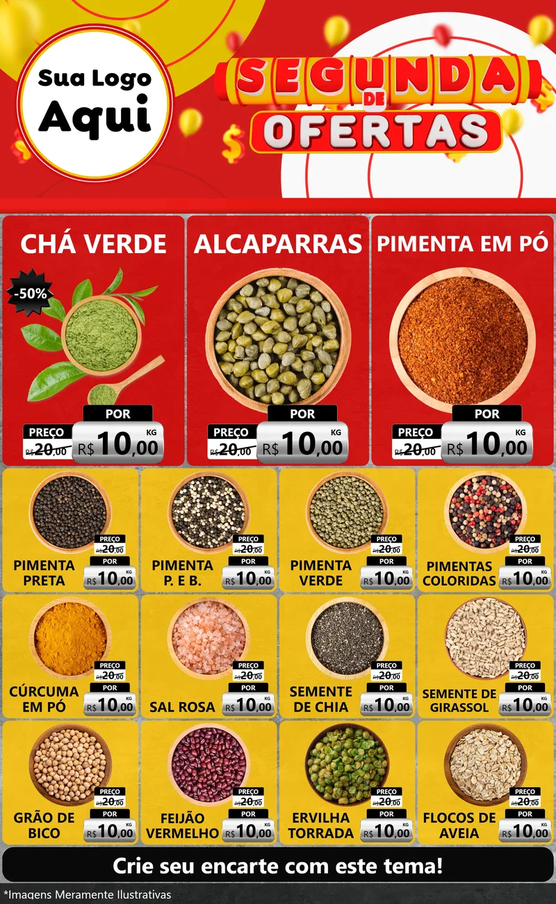 Modelo de Encarte para Encarte Grande com o tema Segunda de Ofertas para Produtos Naturais