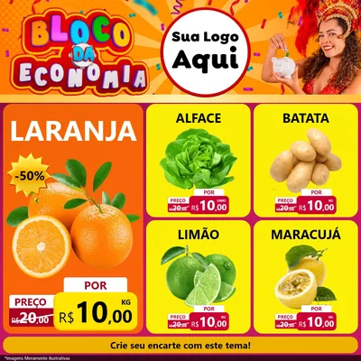 Modelo de Rede Social para Feed Facebook com o tema Bloco da Economia para Hortifrúti