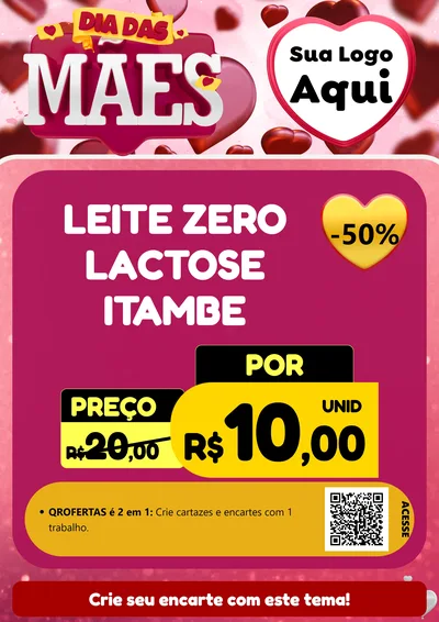 Modelo de Cartaz para Cartaz A4 Vertical com o tema Dia Das Mães para Frios e Laticínios