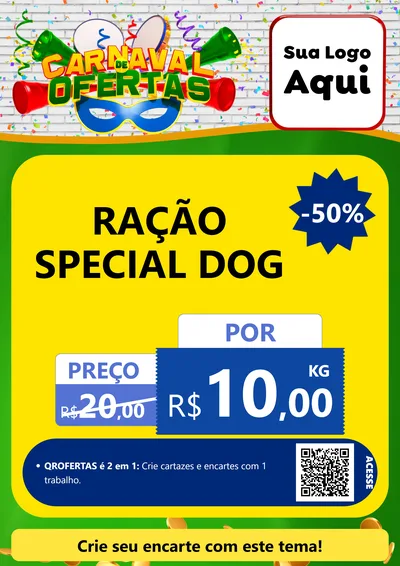 Modelo de Cartaz para Cartaz A4 Vertical com o tema Carnaval de Ofertas para Pet Shop