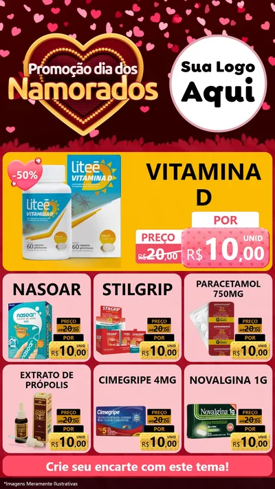 Modelo de Rede Social para Stories com o tema Promoção Dia Dos Namorados para Farmácia