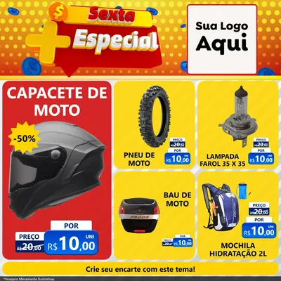Modelo de Rede Social para Feed Facebook com o tema Sexta Mais Especial para Moto peças