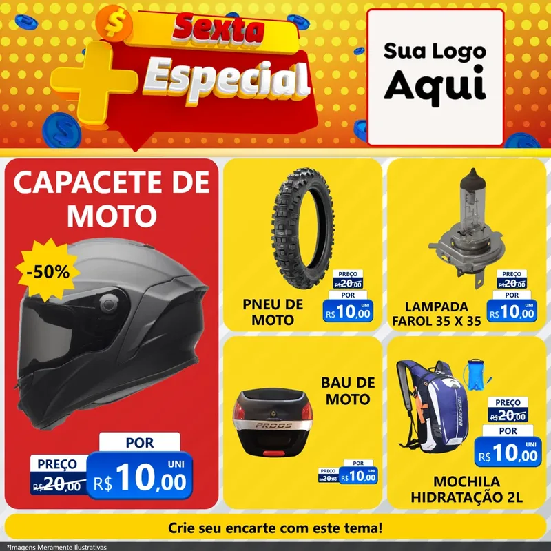 Modelo de Rede Social para Feed Facebook com o tema Sexta Mais Especial para Moto peças