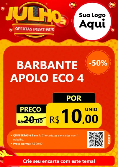 Modelo de Cartaz para Cartaz A4 Vertical com o tema Julho Ofertas Imbatíveis para Armarinho e Aviamentos