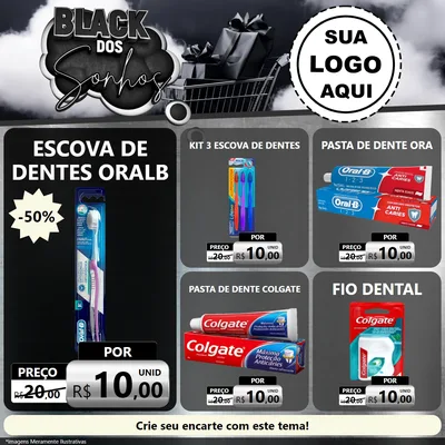 Modelo de Rede Social para Feed Facebook com o tema Black dos Sonhos para Higiene Pessoal