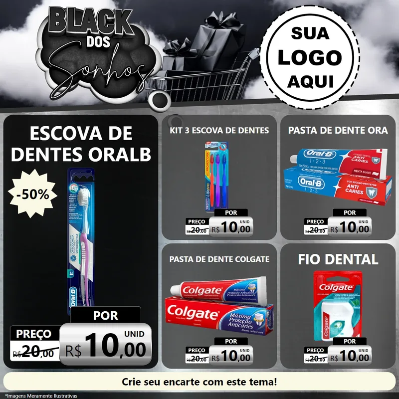 Modelo de Rede Social para Feed Facebook com o tema Black dos Sonhos para Higiene Pessoal