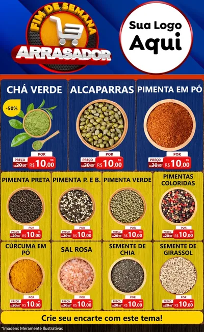 Modelo de Encarte para Encarte Grande com o tema Fim De Semana Arrasador para Produtos Naturais