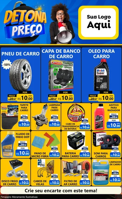 Modelo de Encarte para Encarte Grande com o tema Detona Preços para Auto peças