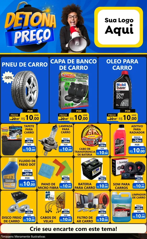 Modelo de Encarte para Encarte Grande com o tema Detona Preços para Auto peças