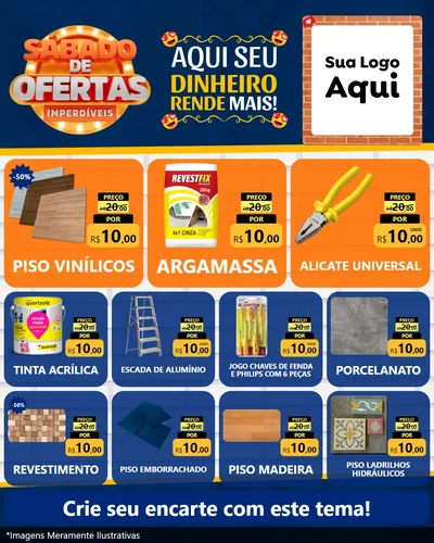 Modelo de Rede Social para Feed Instagram com o tema Sábado de Ofertas Imperdíveis para Material para Construção