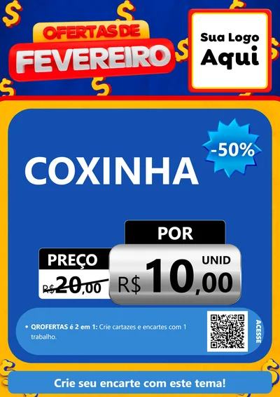 Modelo de Cartaz para Cartaz A4 Vertical com o tema Ofertas de Fevereiro para Salgadaria