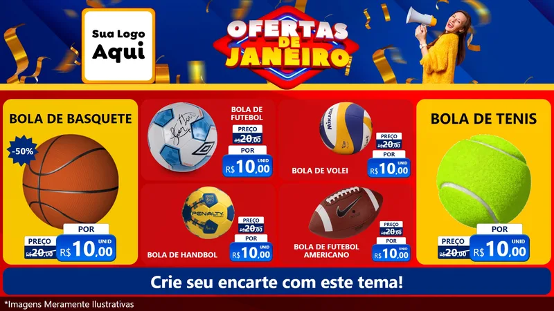 Modelo de TV para TV Horizontal com o tema Ofertas de Janeiro para Artigos Esportivos