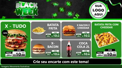 Modelo de TV para TV Horizontal com o tema Black Week para Hamburgueria