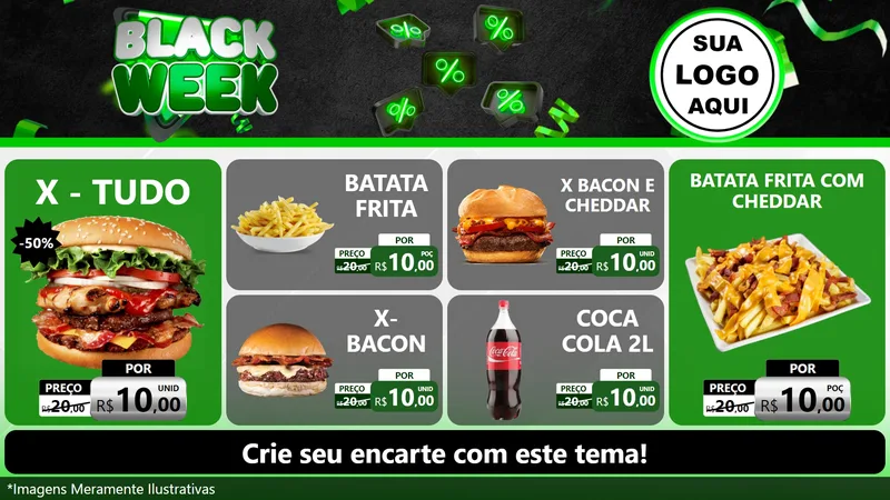 Modelo de TV para TV Horizontal com o tema Black Week para Hamburgueria